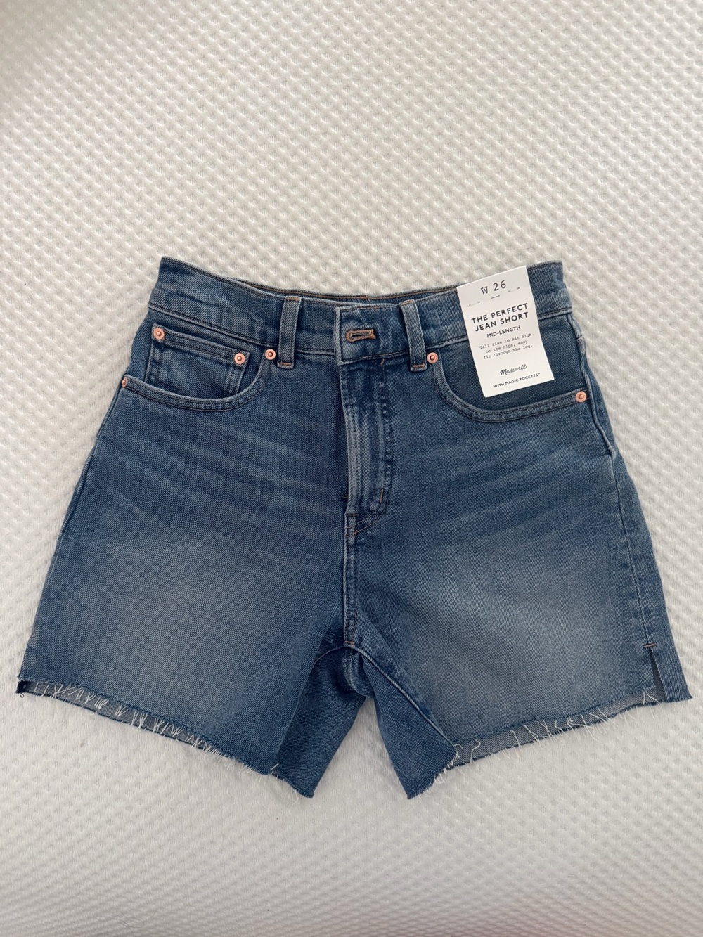 Madewell perfect vintage mid-length jean short in midvale wash